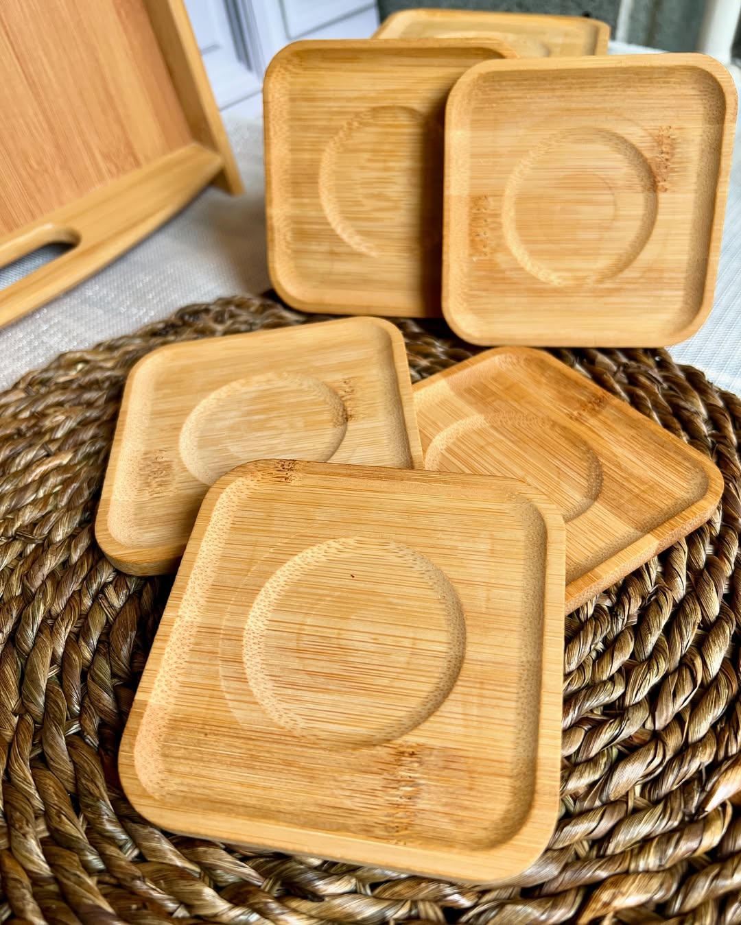 زیرلیوانی بامبو مربع