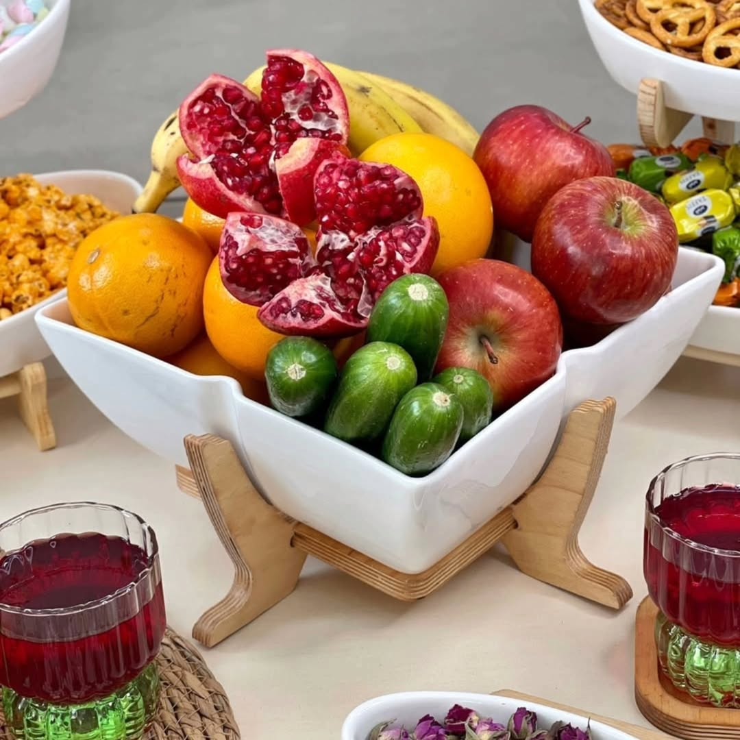 میوه خوری سرامیکی پایه چوبی