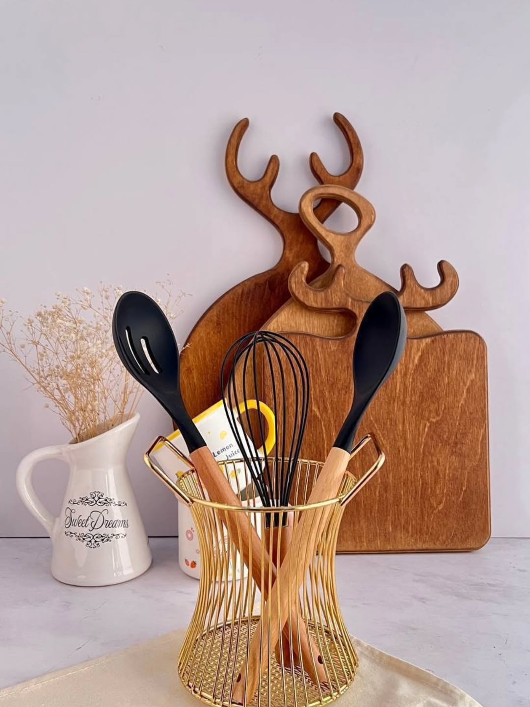 جا کفگیر ملاقه رومیزی فلزی طلایی