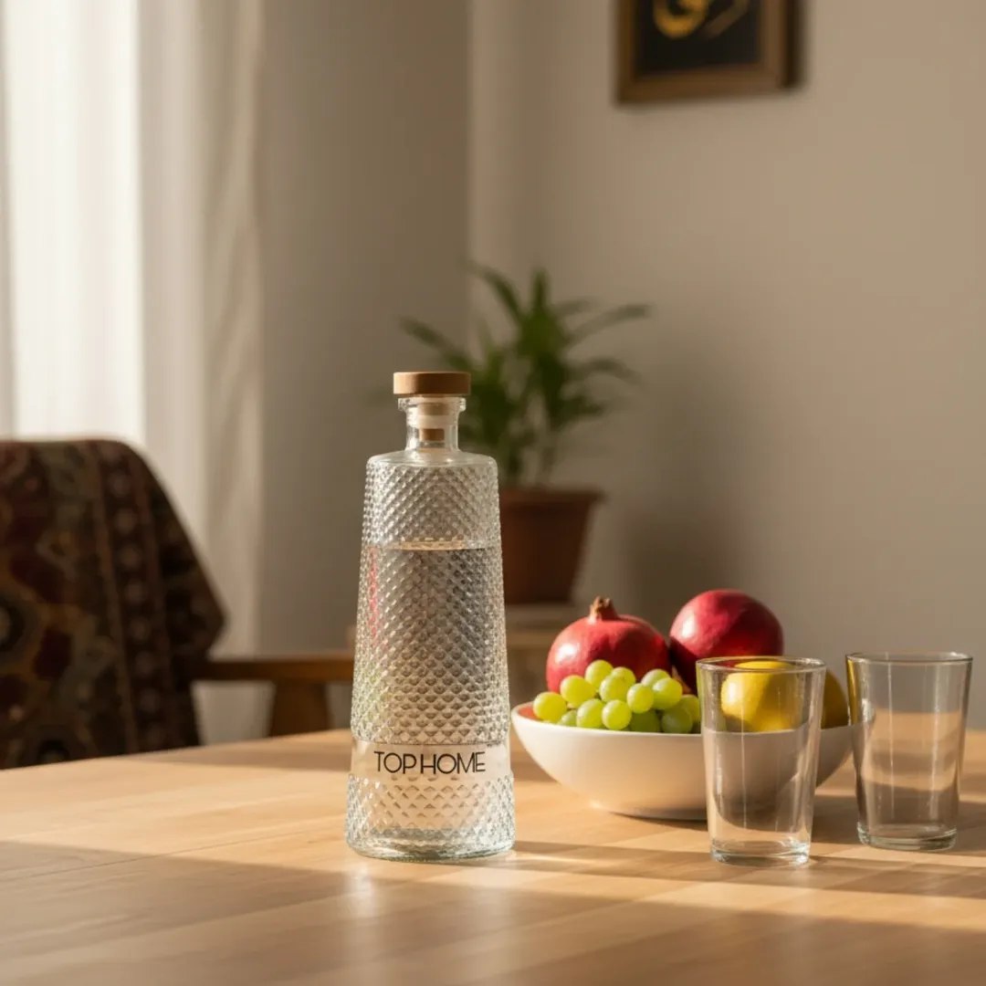 بطری آب بلور درب چوبی